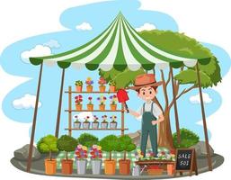 vlooienmarktconcept met plantenwinkel vector