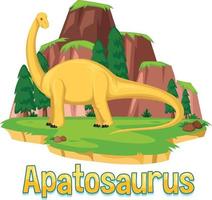 dinosaurus woordkaart voor apatosaurus vector