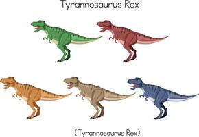 tyrannosaurus rex in vijf kleuren vector