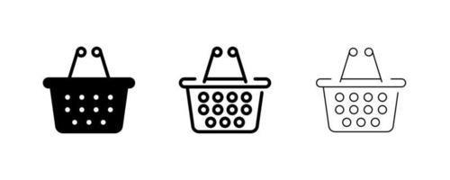 set van winkelwagen pictogrammen. verschillende dikte ontwerp voor online winkel. collectie iconen uit verschillende mand iconen van verschillende vormen. online winkel symbolen. lijn stijl. vector