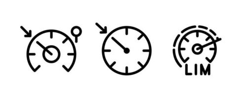 vector iconen van voertuig dashboard indicatoren. dergelijke symbolen zijn onder meer snelheidsregeling, automatische gasklep en limietdisplay. bewerkbare lijn icoon.