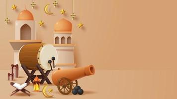 islamitische display decoratie achtergrond met islamitische sieraad. vector 3d illustratie