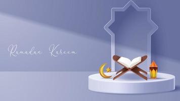 islamitische display podium decoratie achtergrond met islamitische sieraad. vector 3d illustratie