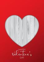 De achtergrond van de valentijnskaartendag met knipselhart op houten textuur vector