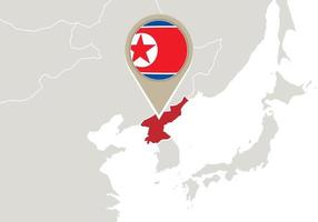 noord-korea op wereldkaart vector