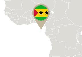 Sao Tomé en Principe op de wereldkaart vector