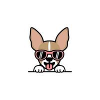 schattige chihuahua puppy met zonnebril cartoon, vectorillustratie vector