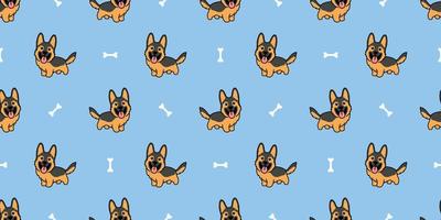 schattig duitse herder puppy cartoon naadloze patroon, vectorillustratie vector