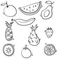 doodle fruit collectie illustratie handgetekende cartoon stijl vector
