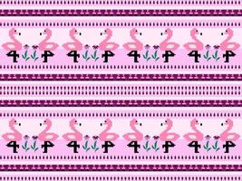flamingo cartoon karakter naadloze patroon op roze achtergrond. pixelstijl vector