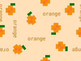 oranje fruit cartoon karakter naadloos patroon op oranje background.pixel stijl vector