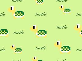 schildpad cartoon karakter naadloos patroon op groene background.pixel stijl vector