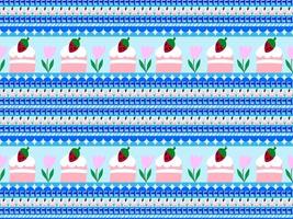 cartoon cupcakes naadloos patroon op blauwe achtergrond vector