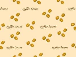 koffie cartoon karakter naadloos patroon op gele background.pixel stijl vector