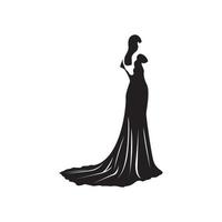 trouwjurk vrouwen kleding boetiek winkel logo vector pictogram symbool illustratie ontwerp