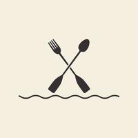 paddle board met restaurant logo vector pictogram symbool illustratie ontwerp