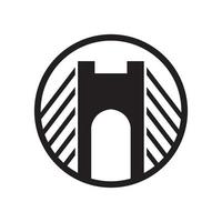 zwarte minimalistische lijn kunst brug logo ontwerp pictogram symbool illustratie vector design