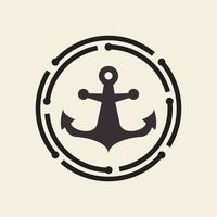 anker schip technologie logo sjabloon vector pictogram symbool illustratie ontwerp