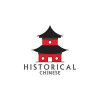 historisch gebouw traditioneel huis china logo vector pictogram symbool illustratie ontwerpsjabloon