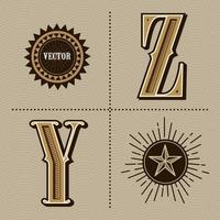 westerse alfabet letters vintage design vector y, z