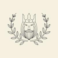 gezicht oude man koning met blad logo ontwerp, vector grafisch symbool pictogram illustratie creatief idee