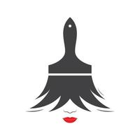 borstel verf met vrouwen gezicht logo ontwerp, vector grafisch symbool pictogram illustratie creatief idee