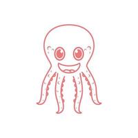 lijn octopus cartoon glimlach logo ontwerp, vector grafisch symbool pictogram illustratie creatief idee