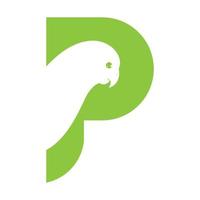 letter p voor papegaai logo-ontwerp, vector grafisch symbool pictogram illustratie creatief idee