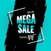 mega sale blauw en zwart abstract verkoopbannerontwerp vector
