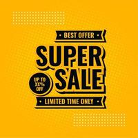 super sale gele en zwarte abstracte verkoopbanner beste aanbieding vector