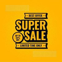 super sale gele en zwarte abstracte verkoopbanner beste aanbieding vector