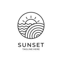 zonsondergang golf logo vector symbool illustratie ontwerpsjabloon zwart en wit