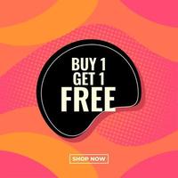 koop 1 krijg 1 gratis oranje zwart wit en roze abstracte verkoop banner promotie winkel nu vector