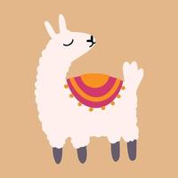 vector schattige lama in cartoon hand getekend kinderachtig stijl. grappig dierenkarakter voor kinderdagverblijf, babykleding, textiel- en productontwerp, behang, inpakpapier, kaart, scrapbooking
