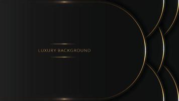 luxe donkere achtergrond met overlappende vormen en gouden lijnen. vector illustratie golf