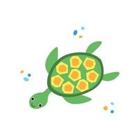 schattige zeeschildpad geïsoleerd op een witte achtergrond vectorillustratie