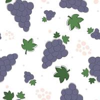 naadloos patroon met druiven en bladeren. fruit natuurlijke print. vectorafbeeldingen.