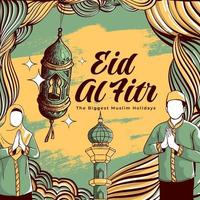 hand getrokken eid al-fitr afbeelding achtergrond vector