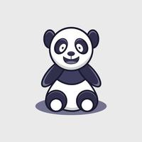 schattig zwart panda-logo en illustratieontwerp vector