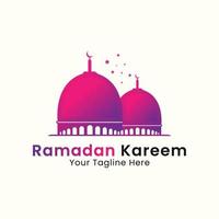 ramadan kareem roze kleur twee moskee logo-ontwerp vector