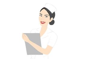 mooie lachende verpleegster geïsoleerd op witte achtergrond vector