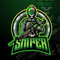 sniper esport logo mascotte ontwerp. vector