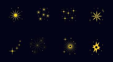 achtergrond versieren, symbool, sterren, geel, oranje, nieuwjaar. illustratiereeks sterpictogrammen, vuurwerk, hemel, starligh vector