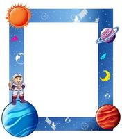 Grens met astronaut en zonnestelselframe vector