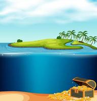 Een eiland en een onderwaterschat vector