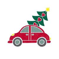 vectorillustratie kerst auto. vrolijk kerstfeest wenskaart. vector