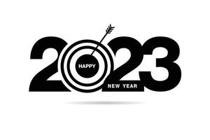 gelukkig nieuwjaar 2023 tekstontwerp. voor brochure ontwerpsjabloon, kaart, banner. vectorillustratie. geïsoleerd op een witte achtergrond. concept voor toekomstig succes en planning naar doelen vector