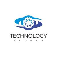 technologie logo ontwerpsjabloon met molecuul symbool vector