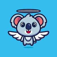 schattige koala engel cartoon karakter ontwerp premium vector