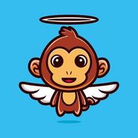 schattige aap engel cartoon karakter ontwerp premium vector